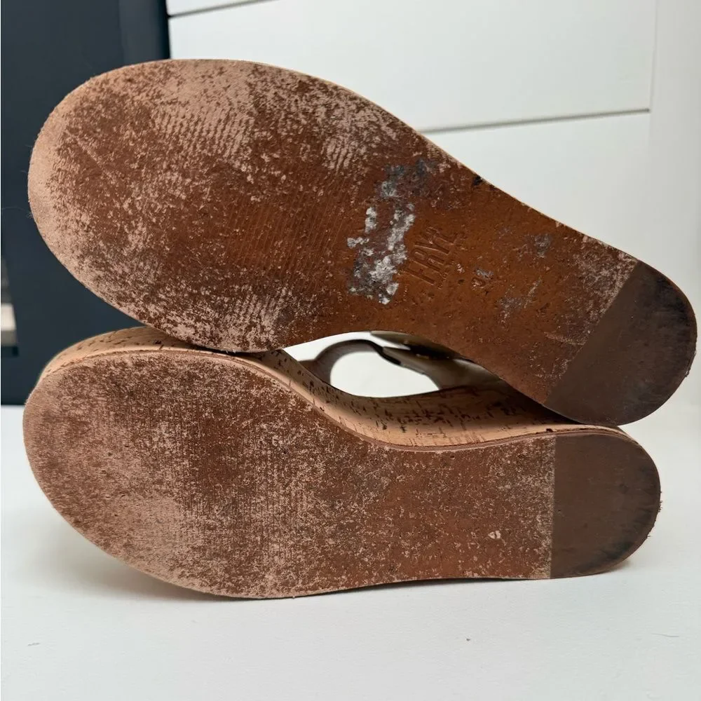 Frye Dahlia Caramel Wedge Platform Sandals Size 37 (US 6.5)